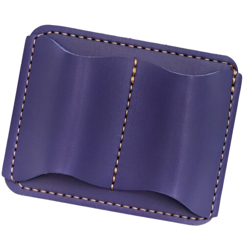 Retro PU Leather Double Pen Case Easy Open Close-2