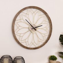 CHARLES BENTLEY Ullswater Outdoor And Indoor Vintage Wall Clock, Wood Effect, Skeleton Design, Metal, Quiet Ticking, Garden Décor, Giant Open Face,