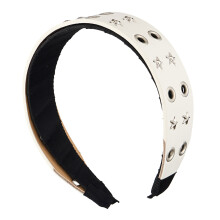 Punkstijl PU lederen hoofdband voor mannen en vrouwen Zwart-Wit