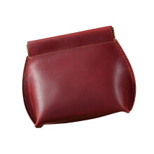 PU Leather Pocket Purse Quick Squeeze Opening Design For-Red