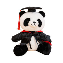 30 cm afstudeerbeer knuffel met pet en-Panda rode halsband