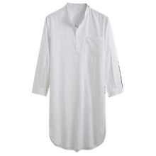 (L, White) Sleepshirt Cotton Nightshirt For Mens -zz