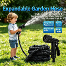 (Black, 200FT(60m)) Heavy Duty Expandable Magic Garden Hose Pipe with Spray Gun