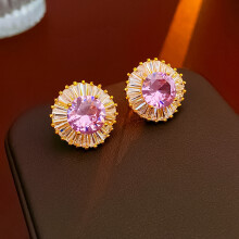 (purple rhinestone) Luxury Zircoun Stud Earrings Women's Fashion Imitation Pearl Earrings High Quanlity Copper Earrings Party Wedding Bridal Jewelry