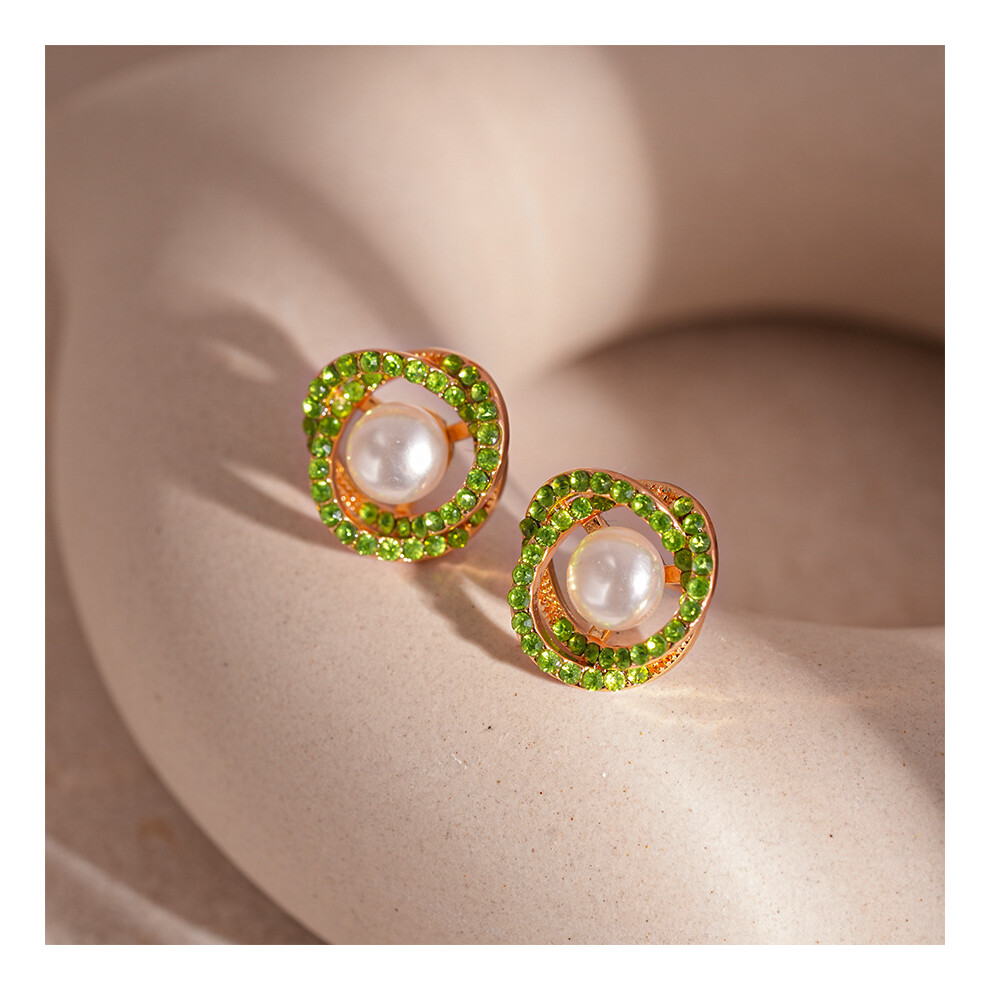 (green) Luxury Zircoun Stud Earrings Women's Fashion Imitation Pearl Earrings High Quanlity Copper Earrings Party Wedding Bridal Jewelry-image-OPC-PTYW8X6-NEW