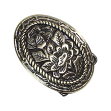 Unique Belt Buckle Leather Craft Metal-Bronze oval flower b