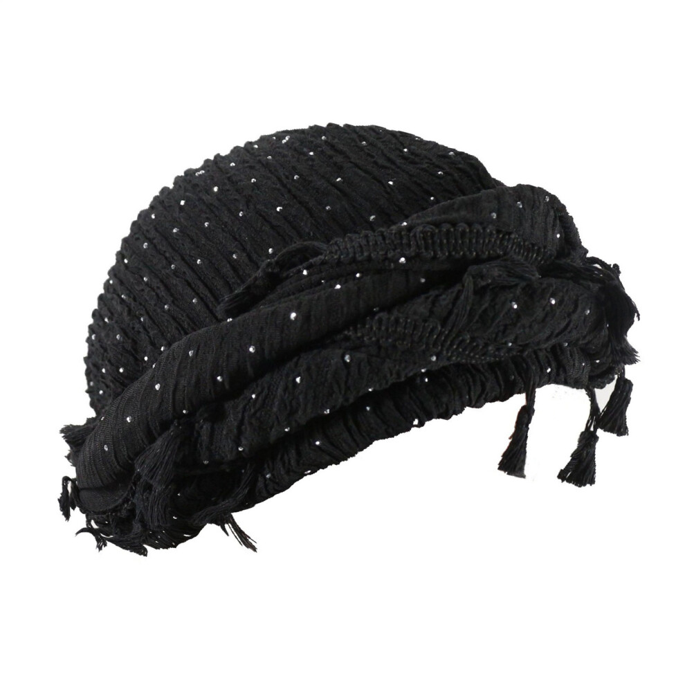 Stylish Unisex Spandex Satins Skull Hat Double Layer Tassels