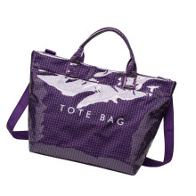 Stylish Checkerboard Letter Large Capacity PVC Bag For-Purple