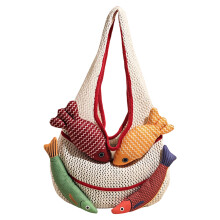 Handcraft Crochet Toted Handbag,Casual Shoulder Shopping-Red