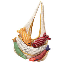 Gehäkelte Tragetasche, Mesh-Strandtasche,-Gelb