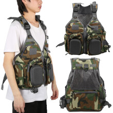 Multi-Pocket Fishing Vest with Reflective Strips