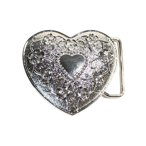 Boucle de ceinture Unique en cuir-Argent brillant sculpté
