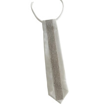 Elegant Knitted Pearls Necktie Hand-Beaded Long Necktie-White