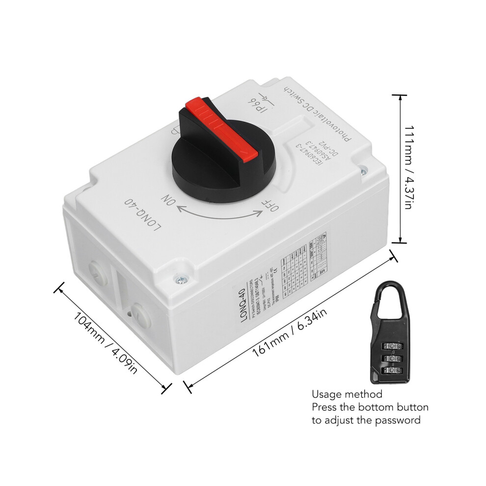 Pv Solar Switch 4P Ip66 32A Dc1200v Disconnect 7340572398772