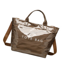 Modern Geometric Print Handbag Lightweight Carry Bag For-brown