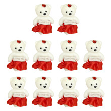 Miniature Bear Doll Soft Flocking Foam Bear Animal Toy with-Red