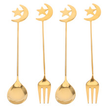 4Pièces Couverts Étoile Dorés Acier Inoxydable Pour Table Maison