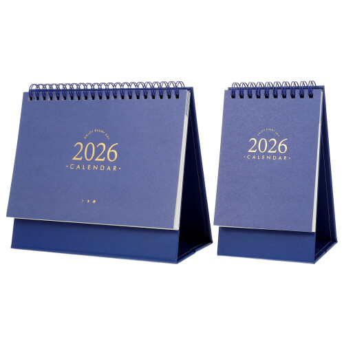 2Stk Schreibtischkalender 2026 Blau Stehkalender