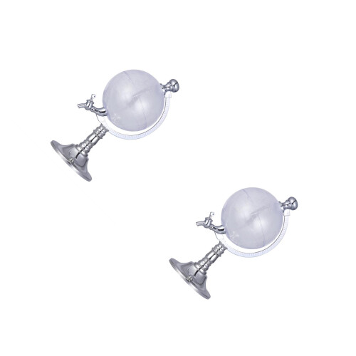 2Pcs Silver Globe Carafe Set Plastic Metal Pouring Machine for Alcohol
