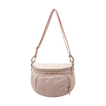 Elegante nylon crossbodytas met verstelbare riem voor-Roze