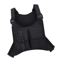 Water Resistant Chest Pack Running Vest Bag Phone Holder-Black