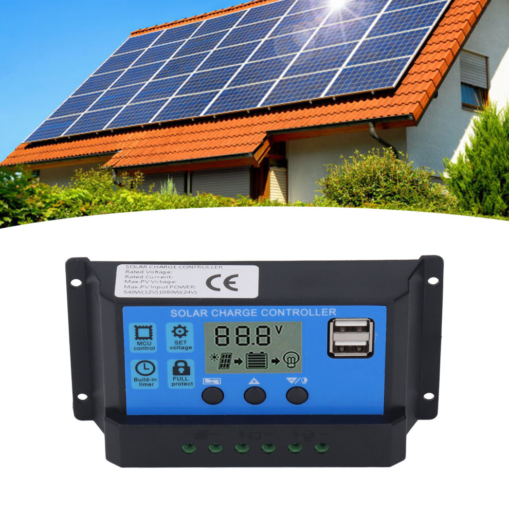 Solar Regulator 12V 24V 60A PWM Dual USB LCD