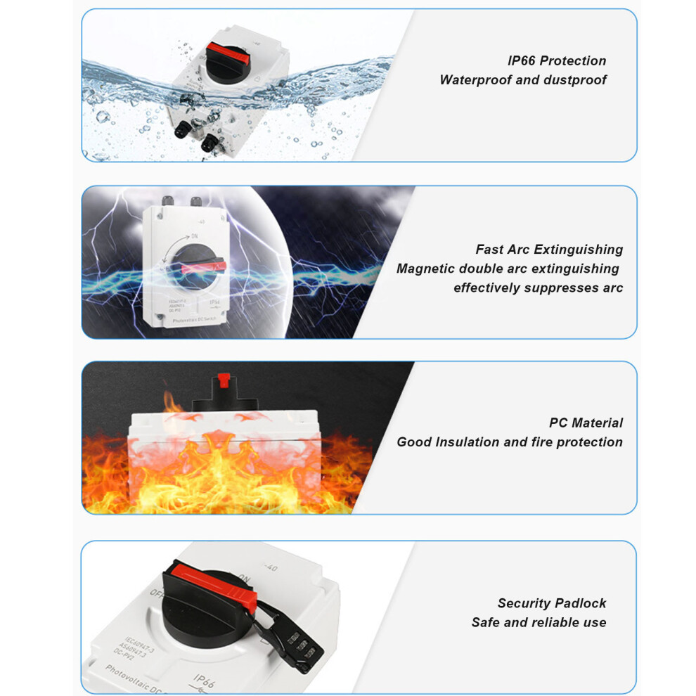 DC1200V 32A PV Isolator Switch IP66