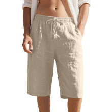 Men's Casual Lightweight Shorts Waist Drawstring-Khaki L