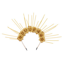 1Pc Gothic Golden Metal Flower Headband Elegant Lolita Hair Decor