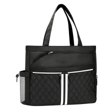 Sac de tennis en tissu polyester solide avec compartiment à-Noir
