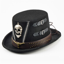 Eleganter schwarzer Steampunk-Hut mit detailliertem-A