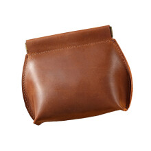 Squeeze Closure Compact Purse PU Leather Construction For-brown