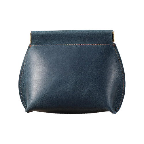 Miniature PU Leather Squeeze Closure Coin Purse Change-Blue