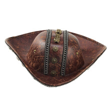 Eye Catching Pirate Hat With Detailed Skull And Gear-brown
