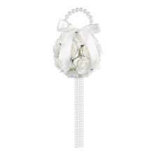 Elegant Pearls Rose Bridal Bouquet With Simulated Flowers And