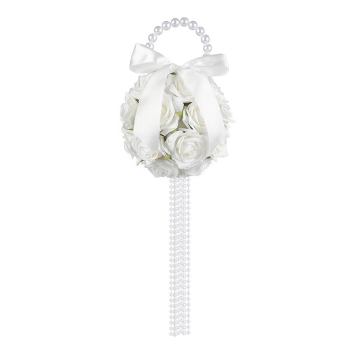 Bouquet de mariée élégant en perles roses avec fleurs simulées
