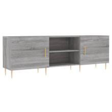 Mobile TV - HELLOSHOP26 - 150 cm - Sonoma grigio - 4 compartimenti - Piedi in ferro