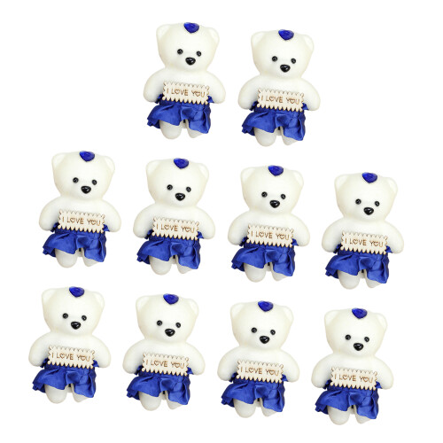 Hübsche 10 cm kleine, beflockte Schaumstoffbär-Plüschpuppe-Blau
