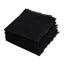Fashionable Lace Accent Cotton Handkerchief For Him-Black 36