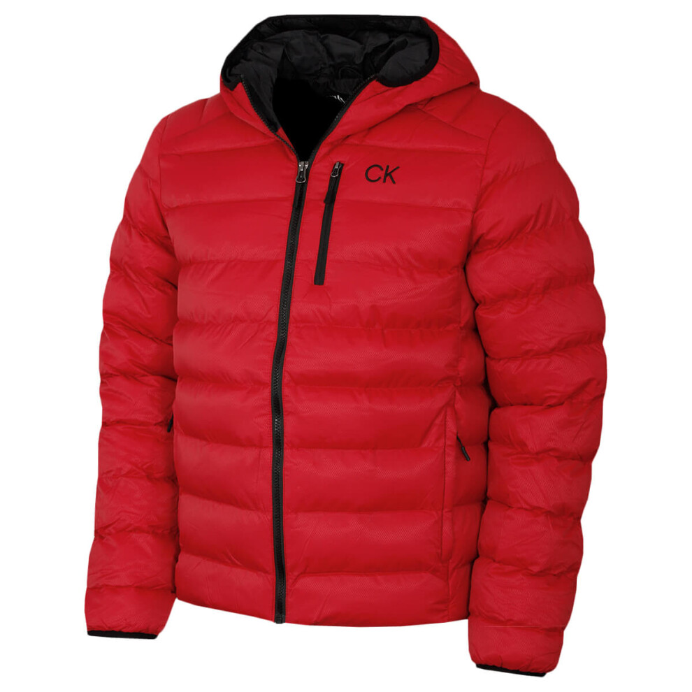 Calvin Klein (Xl, Cayenne) Mens 2026 San Gabriel Padded Woven Jacquard Jacket