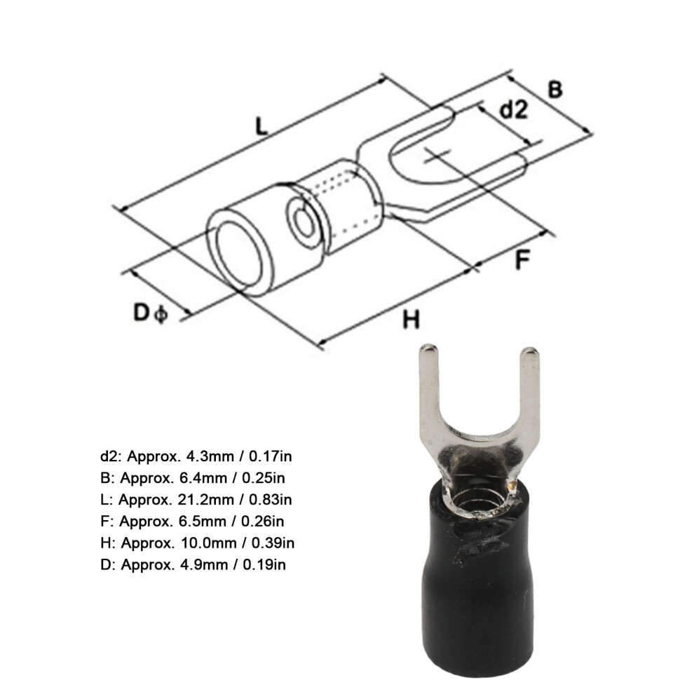 Crimping Fork Spade Terminals 100 Pack U Type