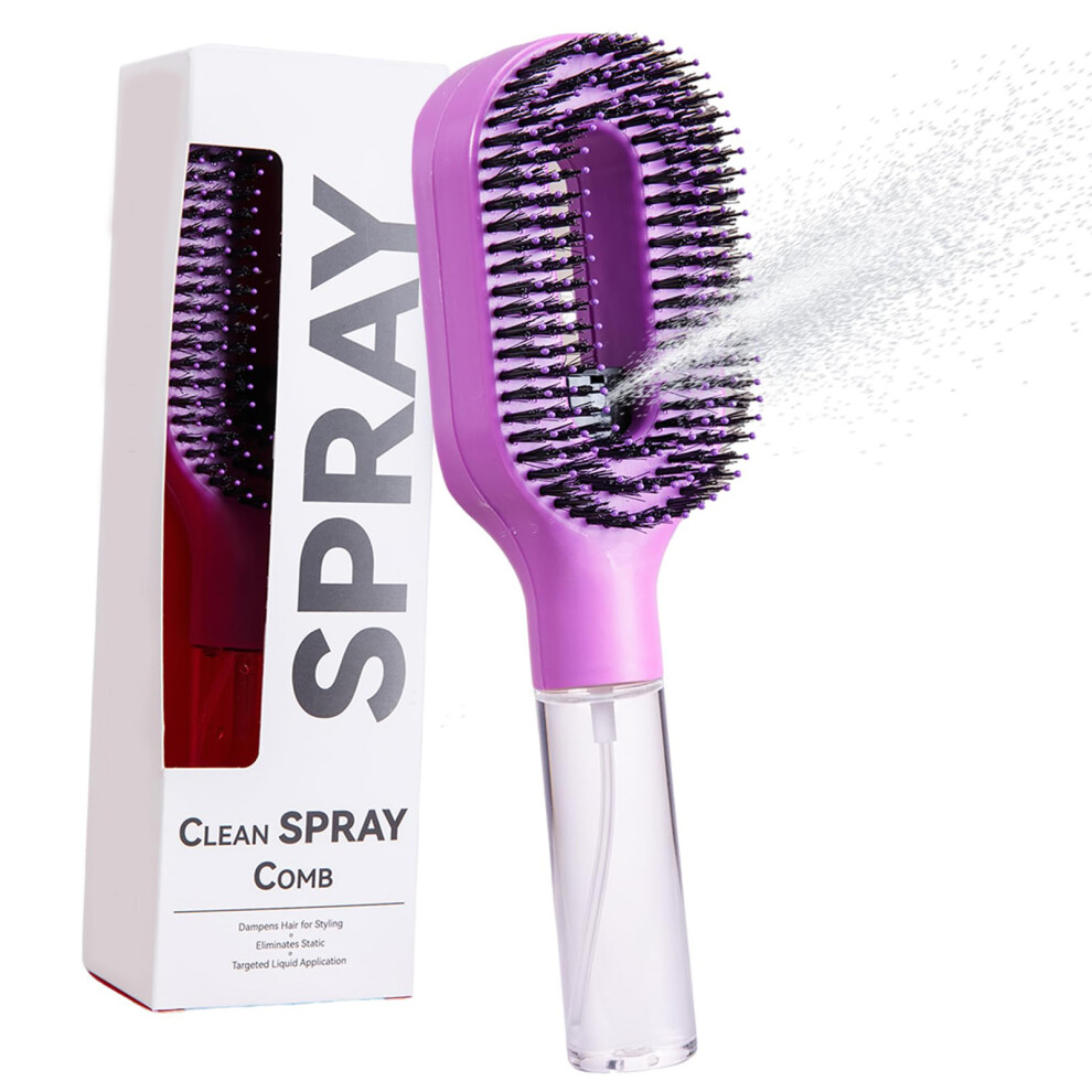 Purple Abs Hair Comb With Water Sprayer Feature Detangling