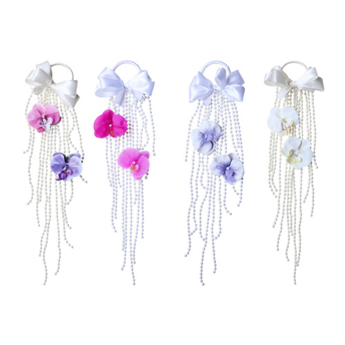 Wasserfall-Perlen, weiße Phalaenopsis-Seide, Hochzeit,-lila rosa 1