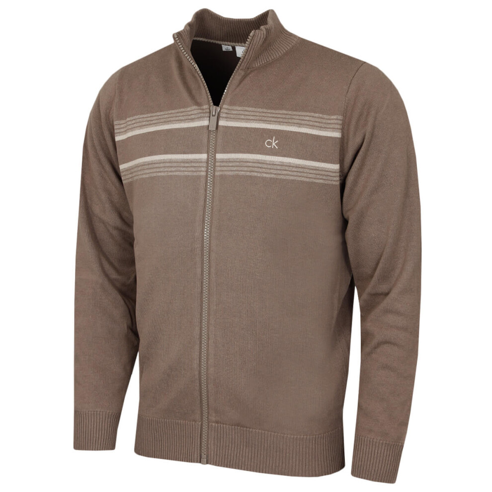 Calvin Klein (Xxxxl, Mink) Mens 2026 Chester Lined Soft Full Zip Golf Sweater