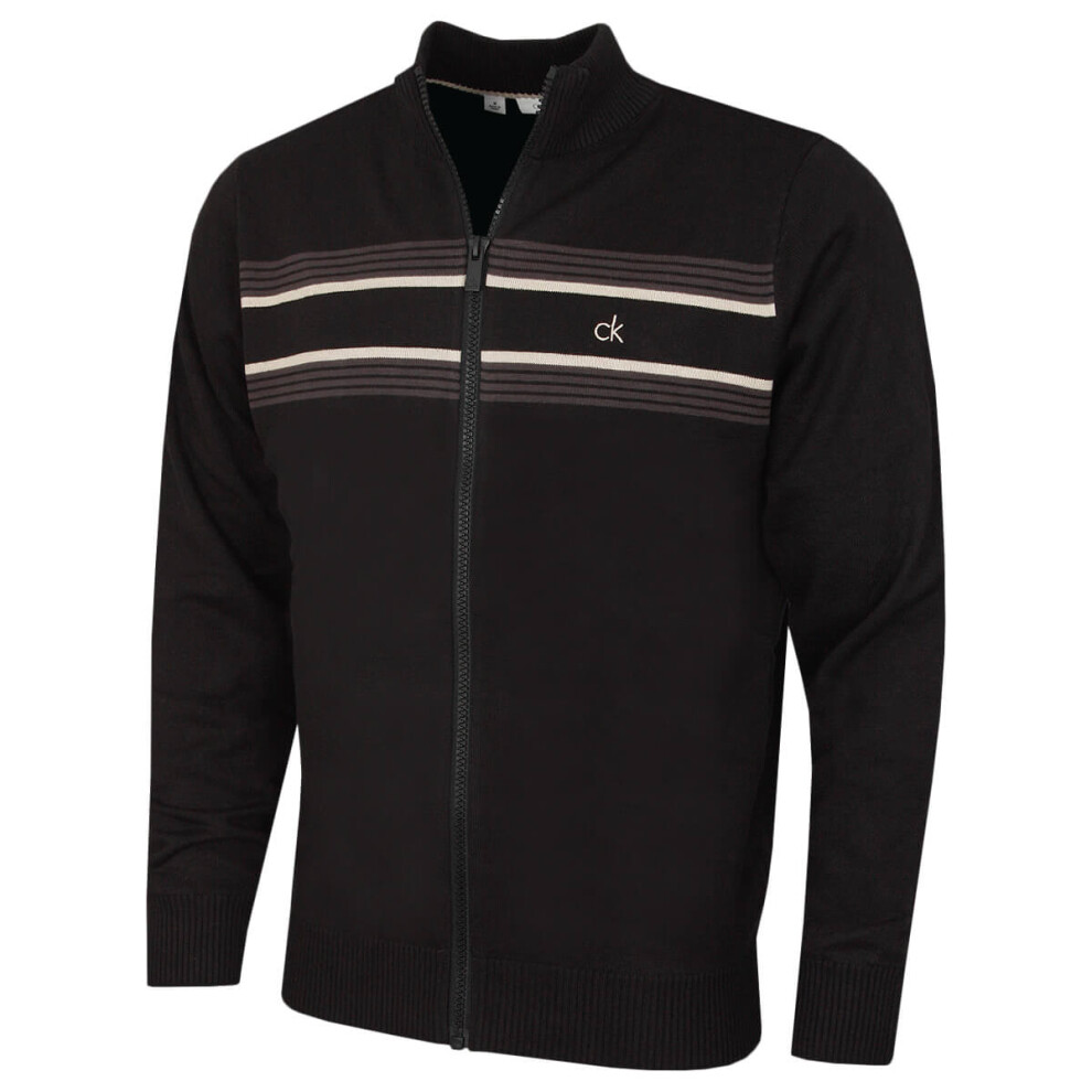 Calvin Klein (Xxxxl, ) Mens 2026 Chester Lined Soft Full Zip Golf Sweater Black