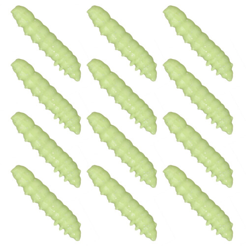 12pcs Floating Bread Worm Lures Baits with Movement-Bean Green