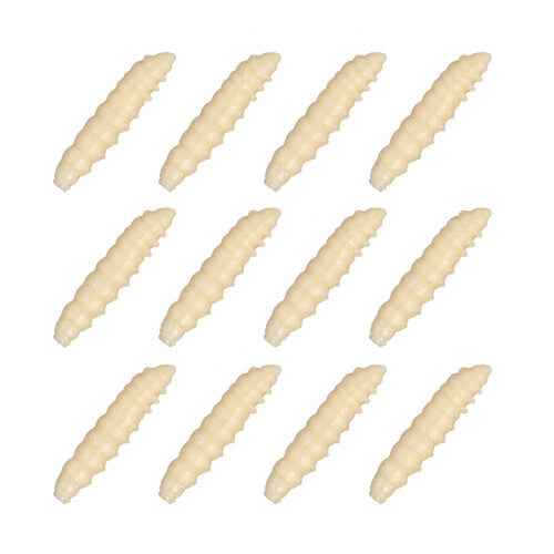 Pack of 12 Glow Floating Bread Worm Lures Soft Baits For-Beige