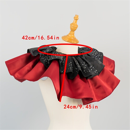 Double Layer Ruffled Satins Detachable Collar Rhinestones 2