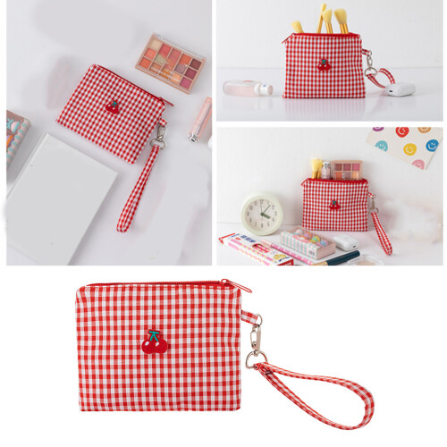 Plaids Makeup Bag with Zipper Make Up Pouch Small Cosmetic Case 1