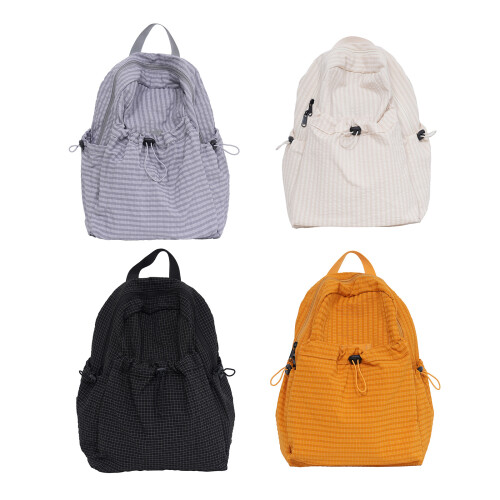 Trendy Checkered Daypack Nylon Laptop Backpack With-Gray 1